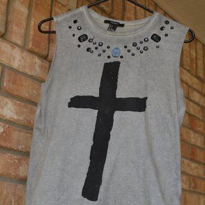 Forever 21 Sleeveless Shirt Embellished With Gem Rhinestones